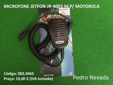 MICROFONE JETFON JR-4003 M P/ MOTOROLA - Pedro Nevada
