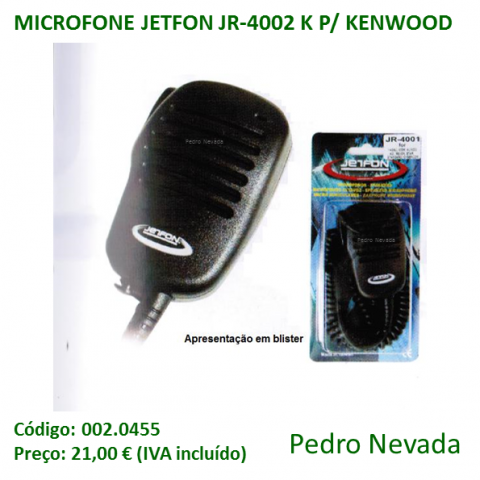 MICROFONE JETFON JR-4002 PARA KENWOOD - Pedro Nevada