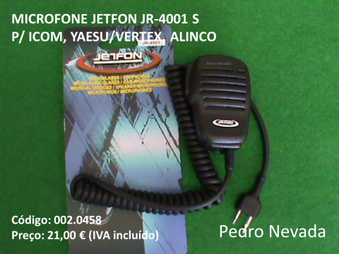 MICROFONE JETFON JR-4001 S P/ ICOM, YAESU/VERTEX, ALINCO - Pedro Nevada