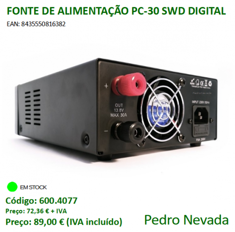 FONTE DE ALIMENTAÇÃO PC-30 SWD DIGITAL - Pedro Nevada