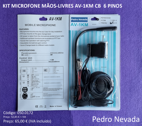 KIT MICROFONE MÃOS-LIVRES AV-1KM - Pedro Nevada