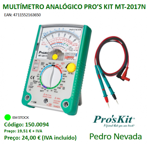 MULTÍMETRO ANALÓGICO PRO'S KIT MT-2017N - Pedro Nevada