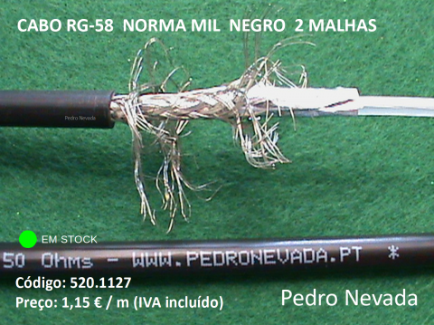 CABO RG-58  NORMA MIL  PRETO  2 MALHAS - Pedro Nevada