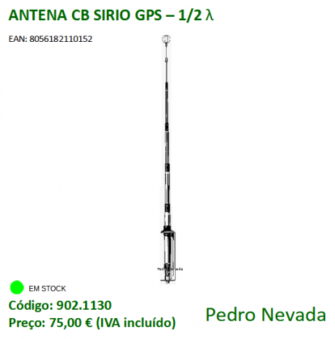 ANTENA CB SIRIO GPS - 1/2 λ - Pedro Nevada