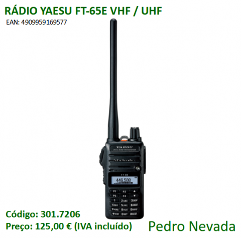 RÁDIO YAESU FT-65E VHF/UHF - Pedro Nevada