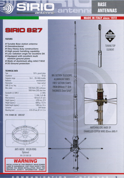 ANTENA SIRIO 827 + ARO DE REFORÇO - Pedro Nevada