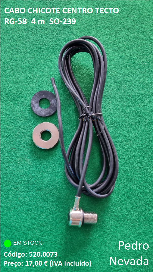 CABO CHICOTE CENTRO TECTO RG-58  4 m - Pedro Nevada