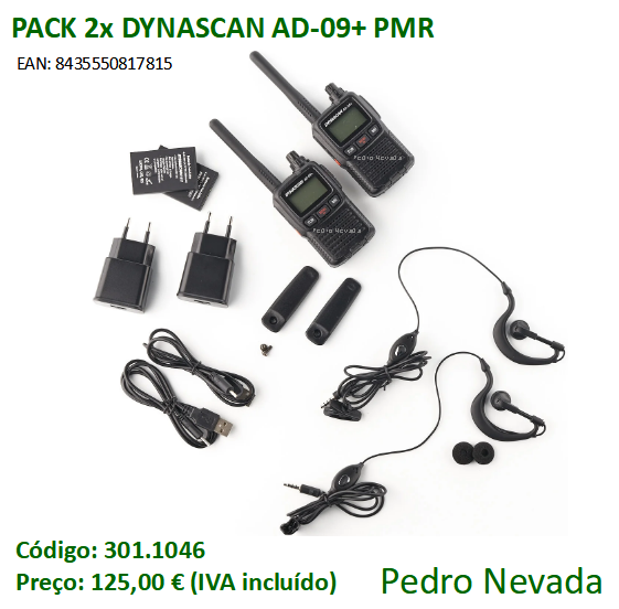 RÁDIO DYNASCAN AD-09+ PACK 2x C/ MALA - Pedro Nevada