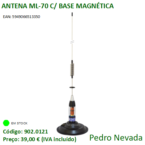 ANTENA ML-70 C/ BASE MAGNÉTICA - Pedro Nevada