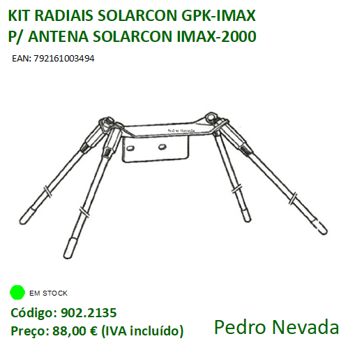 KIT DE RADIAIS SOLARCON GPK-IMAX P/ ANTENA IMAX-2000 - Pedro Nevada