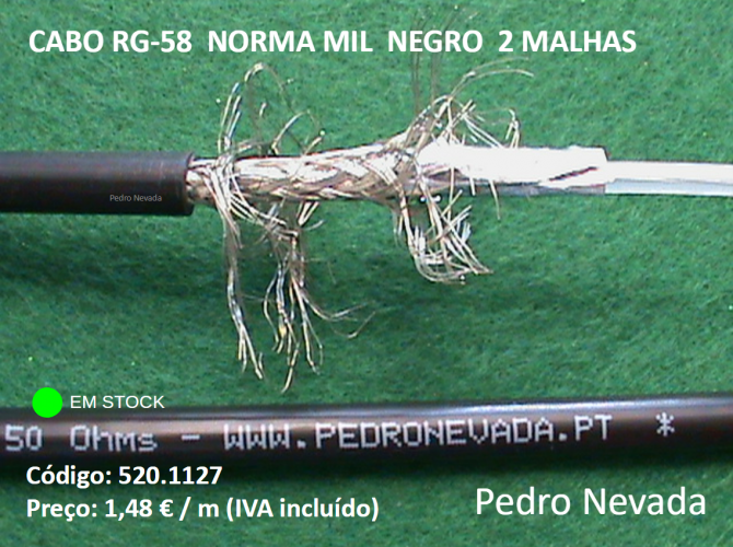 CABO RG-58 NORMA MIL NEGRO 2 MALHAS - Pedro Nevada