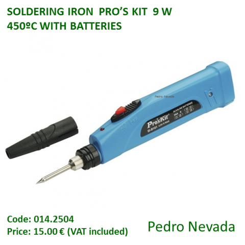 SOLDERING IRON  PRO'S KIT  9 W - 450º  WITH BATTERIES - Pedro Nevada