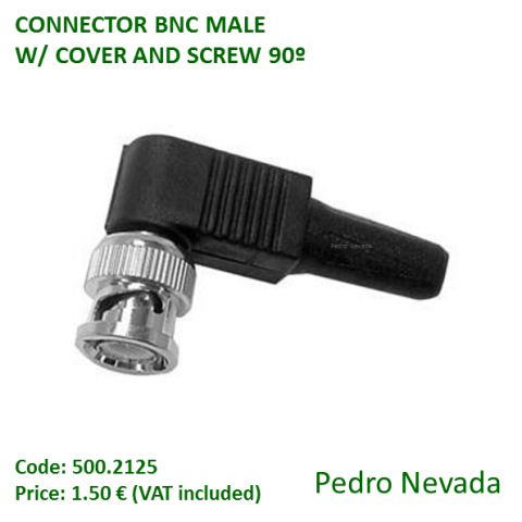 CONNECTOR BNC MALE W/ COVER AND SCREW 90º - Pedro Nevada