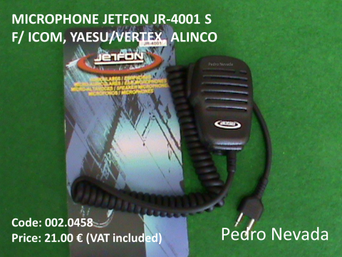 MICROPHONE JETFON JR-4001 S F/ ICOM, YAESU/VERTEX - Pedro Nevada