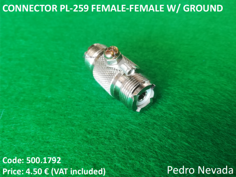 CONNECTOR PL-259 FEMALE-FEMALE W/ GROUND - Pedro Nevada