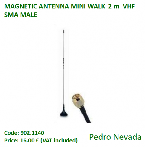 MAGNETIC ANTENNA MINI WALK  2 m  VHF SMA MALE - Pedro Nevada