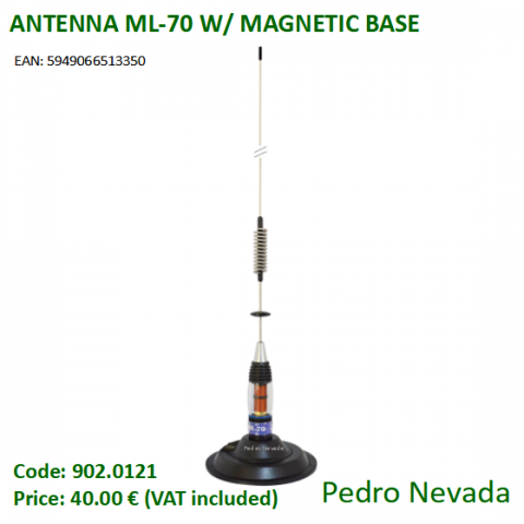 ANTENNA ML-70 W/ MAGNETIC BASE - Pedro Nevada