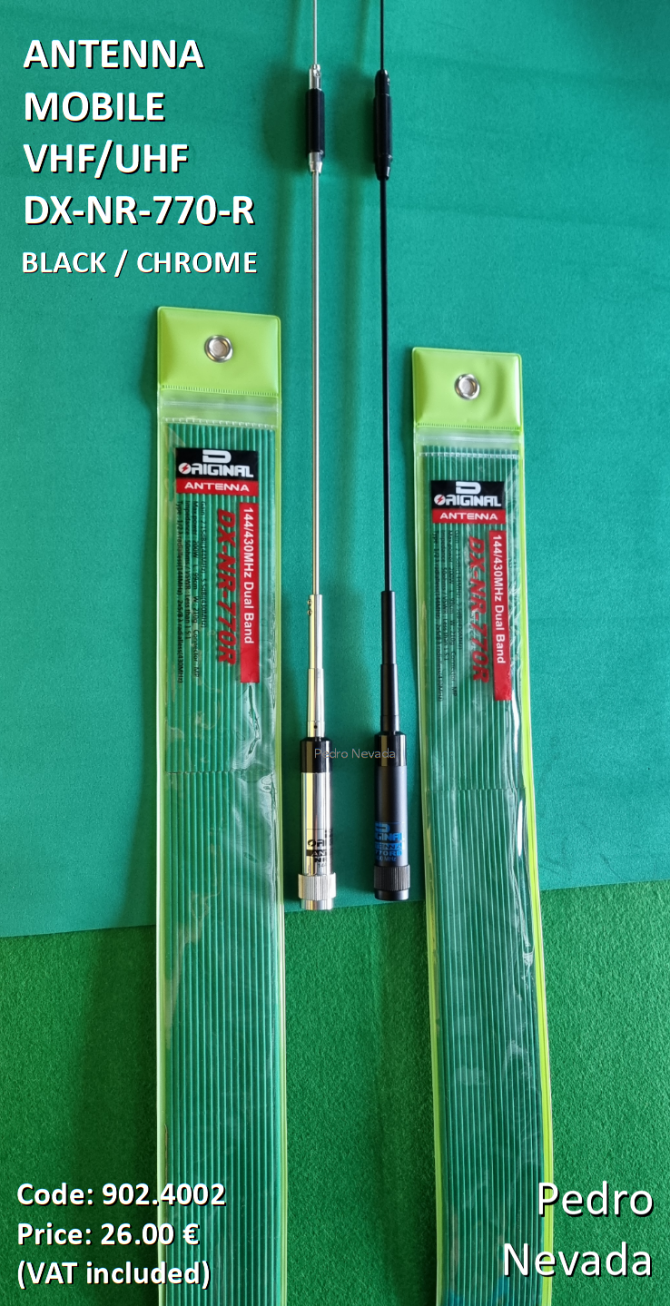 ANTENNA MOBILE VHF-UHF DX-NR-770-R BLACK / CHROME - Pedro Nevada