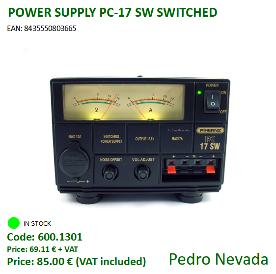 POWER SUPPLY PC-17 SW SWITCHED - Pedro Nevada