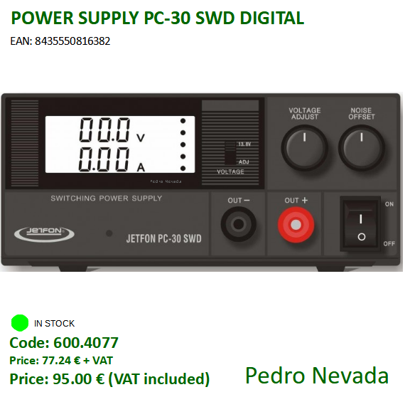 POWER SUPPLY PC-30 SWD DIGITAL - Pedro Nevada