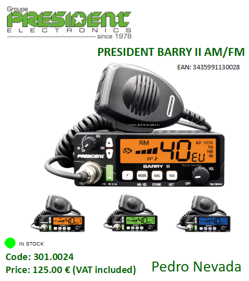 PRESIDENT BARRY II AM/FM  12/24 V - Pedro Nevada